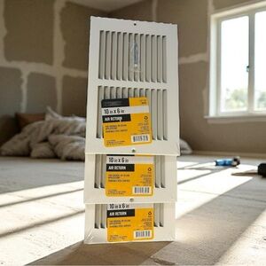 Qty (3) Everbilt 10" x 6" White Steel Return Air Grille - In Original Packaging!